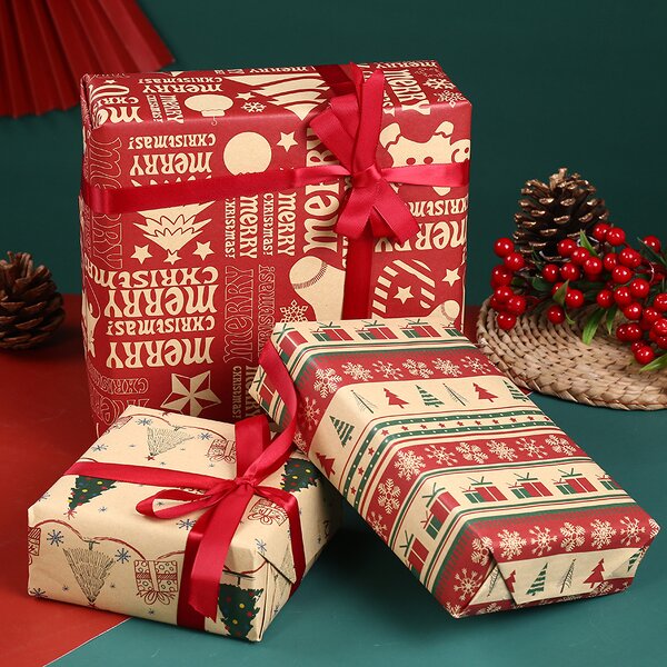 Gift Wrapping Paper Factory - Wholesale Thickened Kraft Paper Elk Christmas