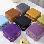 Velvet Jewelry Box Factory - Hot Sale Portable Square Zipper Travel Storage