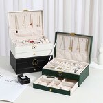 Leather Jewelry Box Factory - New Style Exquisite Double Layer Rhombus Pattern