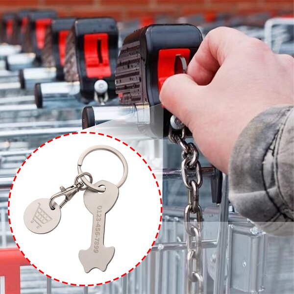Coin Keychain Manufacturer - Laser Engraved Stainless Steel Shopping Trolley