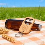 Wood Keychain Manufacturer - Custom Laser Engraved Oak Bottle Opener Keychain