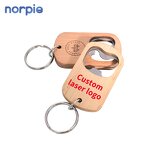 Wood Keychain Manufacturer - Custom Laser Engraved Oak Bottle Opener Keychain