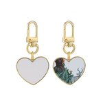 Heart Keychain Manufacturer - Gold Sublimation Metal Charm Promotion Gift