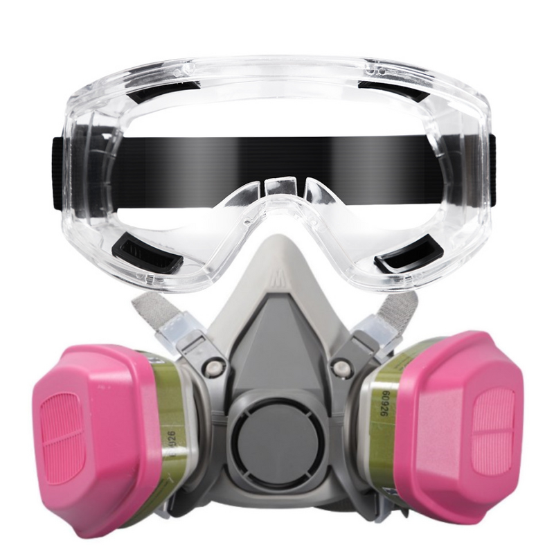 Half Face Gas Mask Manufacturer - 6200+60926 Silicone with Goggles Mask