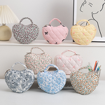 Toiletry Bag Manufacturer - Custom Logo Quilted Floral Knot Heart Shape