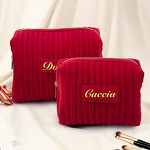 Cosmetic Bag Factory - Hot Selling Zipper Embroidered Striped Bridesmaid