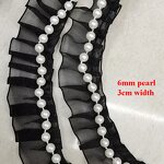 Gauze Lace Trim Factory - 3.5cm Width Two Layer with Pearls Hemline