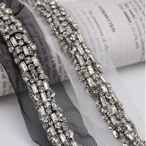 Beaded Lace Trim Manufacturer - Heavy Crystal Rhinestone Collar Cuff DIY