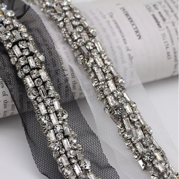 Beaded Lace Trim Manufacturer - Heavy Crystal Rhinestone Collar Cuff DIY