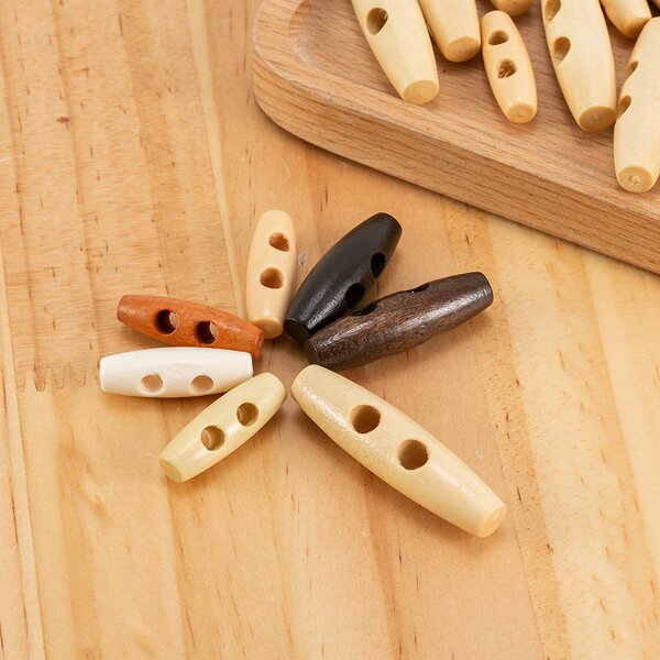 Wooden Toggle Button Factory - Custom 2 Hole Olive Shape Sew Coat
