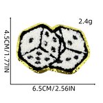 Playing Card Iron on Patches Factory - Dice Design Glitter Chenille Clothes