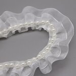 Gauze Lace Trim Factory - 3.5cm Width Two Layer with Pearls Hemline