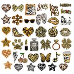 Embroidered Patches Factory - Coffee Leopard Pattern Star Heart Bow
