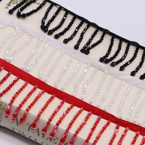 Tassel Trim Manufacturer - 5.5cm Fringe Crystal Bead Curtain Decoration