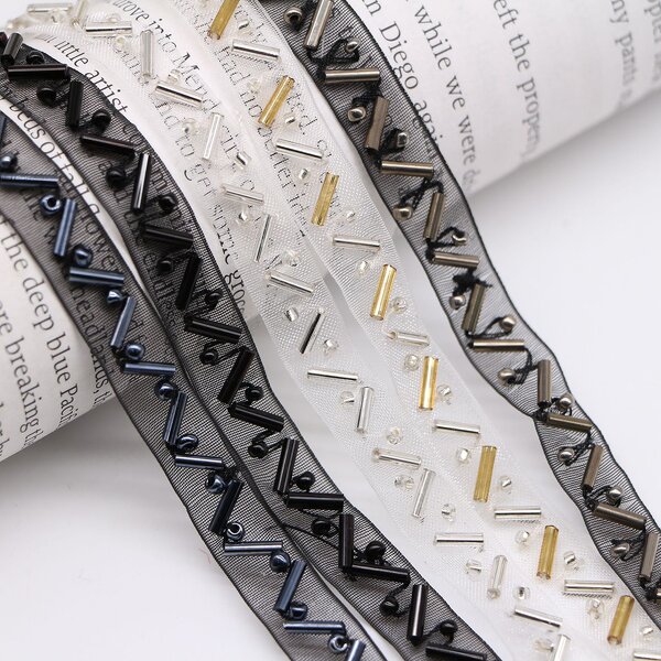 Beaded Lace Trim Manufacturer - 1cm Sanding Yarn Glass Tube Hair DIY