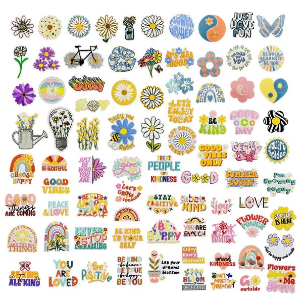 Custom Iron on Patches Factory - Flower Logo Word Design Felt