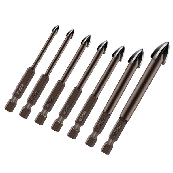 Glass Drill Bit Set Factory - 10mm Alloy Carbide 4 Cutting Edges