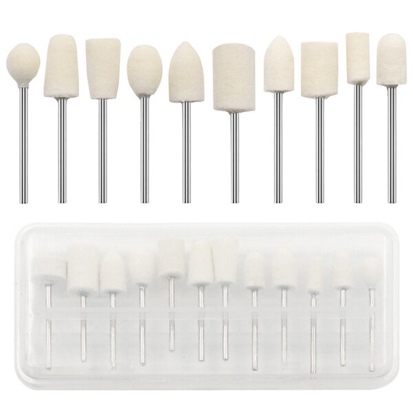 Wool Felt Wheel Factory - 12pcs 2.35mm Shank 8-11.8mm Polishing Head