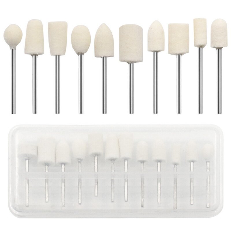 Wool Felt Wheel Factory - 12pcs 2.35mm Shank 8-11.8mm Polishing Head