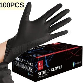 Nitrile Gloves Manufacturer - En455 Food Grade 100 Pcs Box Black Vinyl Blend