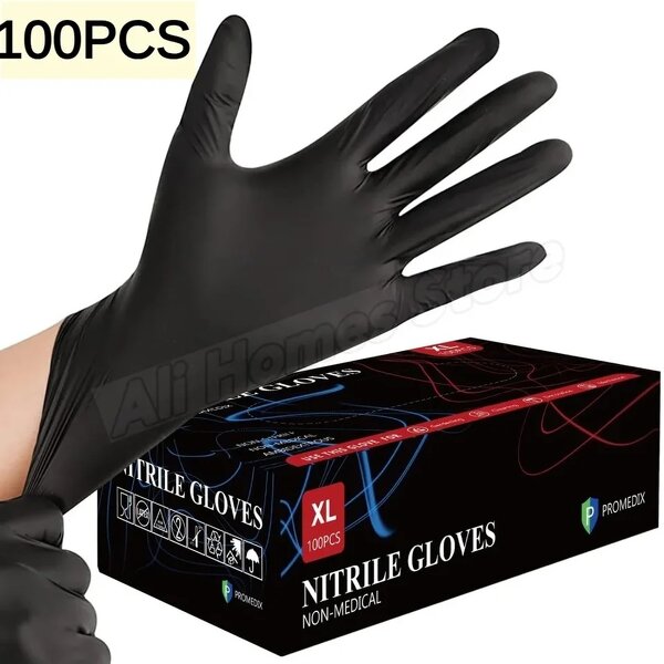 Nitrile Gloves Manufacturer - En455 Food Grade 100 Pcs Box Black Vinyl Blend