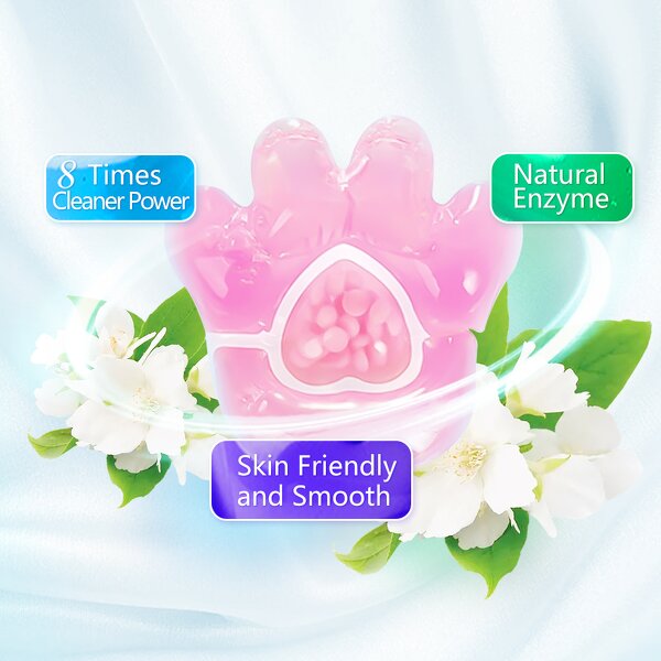 Laundry Pods Manufacturer - Free Sample 3-in-1 Pink Cat Claw Shape Long-Lasting Fragrance