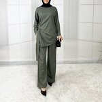 Linen Abaya Factory - New Fashion Elegant Trumpet Sleeve Crystal Beads Border