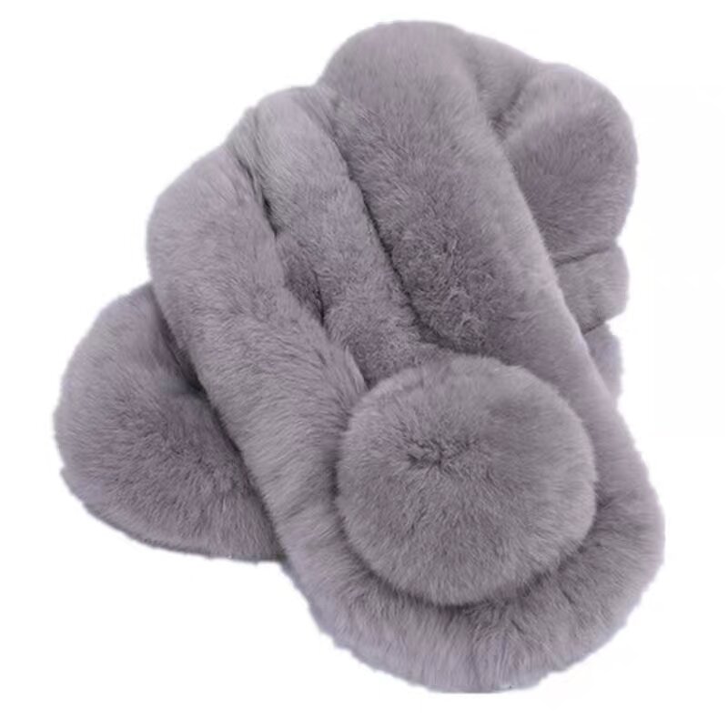 Faux Fur Scarf Manufacturer - Custom Soft Artificial with Ball Rabbit Fur Scarf