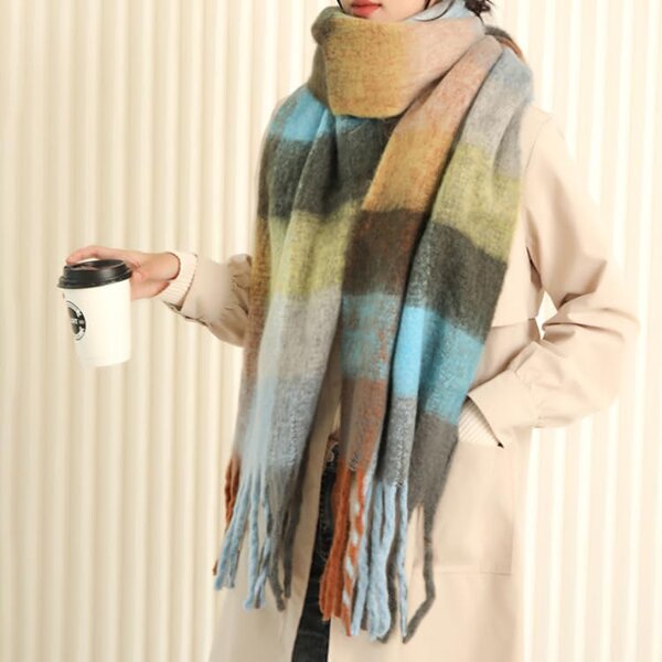 Winter Scarf Manufacturer - Large Chunky Plaid Checked Colorful Oversized Soft