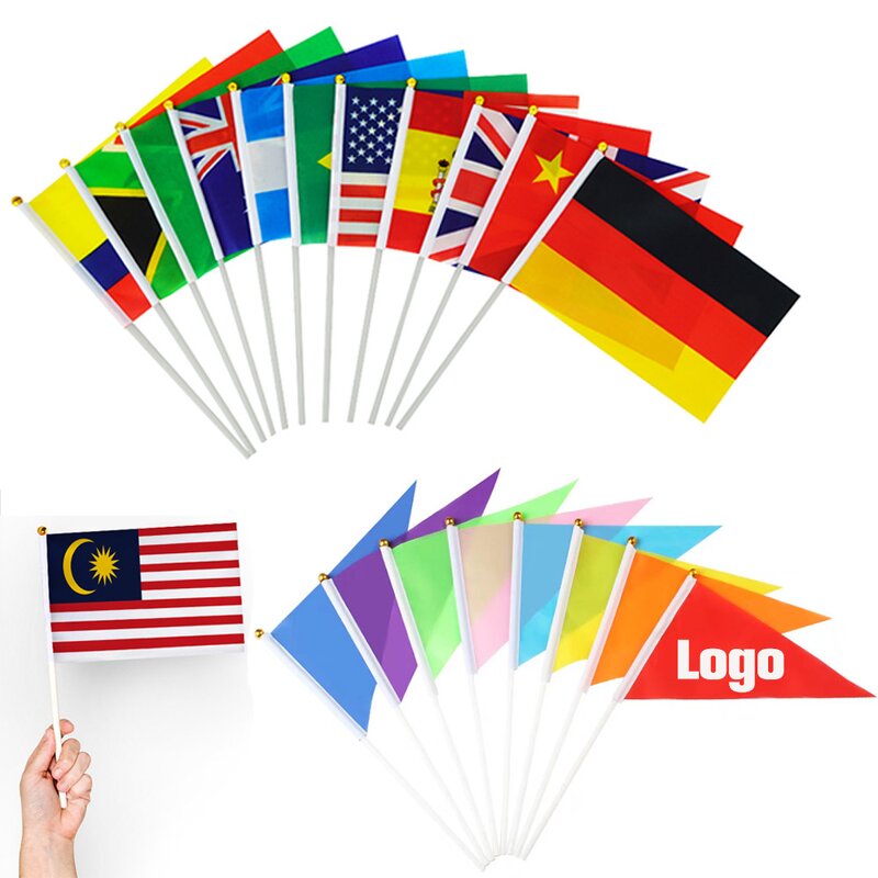 Handheld Flags Manufacturer - Custom Logo Polyester Sublimation Printed with Stick