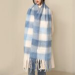 Polyester Scarf Factory - Chunky Tassel Plaid for Women Winter Long Fringe