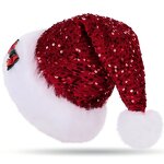 Santa Hat Factory - New Xmas Holiday Party Outfit Red Sequin Bow Plush