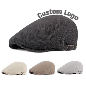 Linen Beret Factory - Unisex Four Seasons Breathable Ivy Flat Cap Embossed