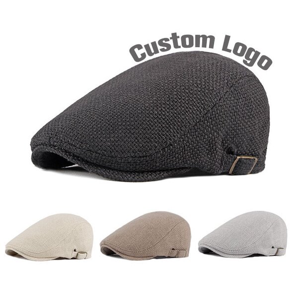 Linen Beret Factory - Unisex Four Seasons Breathable Ivy Flat Cap Embossed
