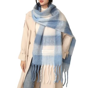 Polyester Scarf Factory - Chunky Tassel Plaid for Women Winter Long Fringe