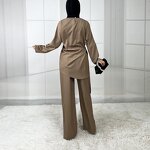 Linen Abaya Factory - New Fashion Elegant Trumpet Sleeve Crystal Beads Border