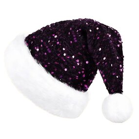 Santa Hat Manufacturer - New Warm Knitted Double Layer Sequin Plush Larger