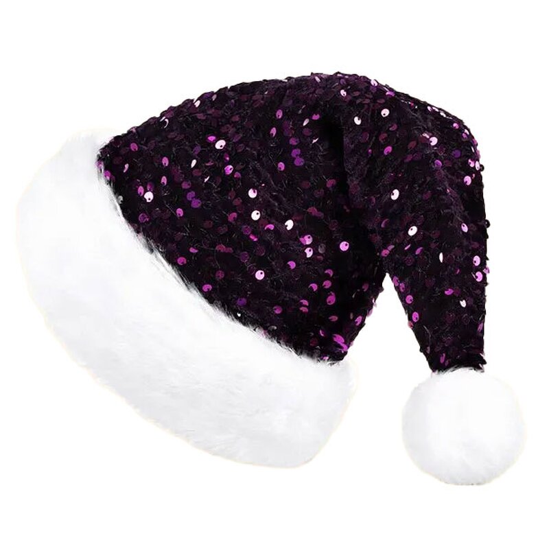 Santa Hat Manufacturer - New Warm Knitted Double Layer Sequin Plush Larger