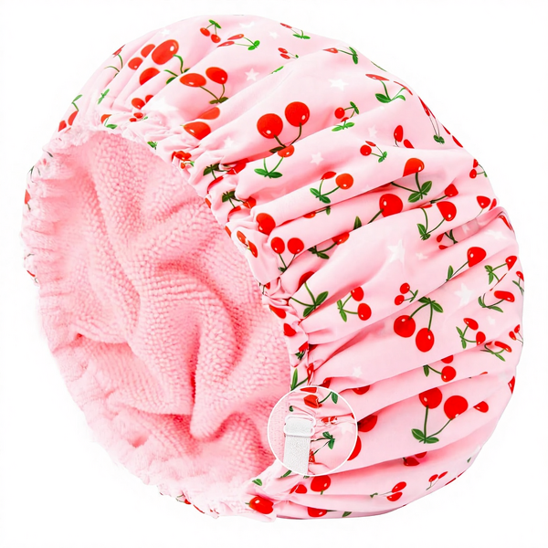 Shower Cap Factory - Custom Women's Fruit Pattern Fleece Lined Waterproof