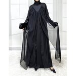 Abaya Factory - Custom Luxury Satin Modest Muslim Dress Sequins Trumpet Sleeve