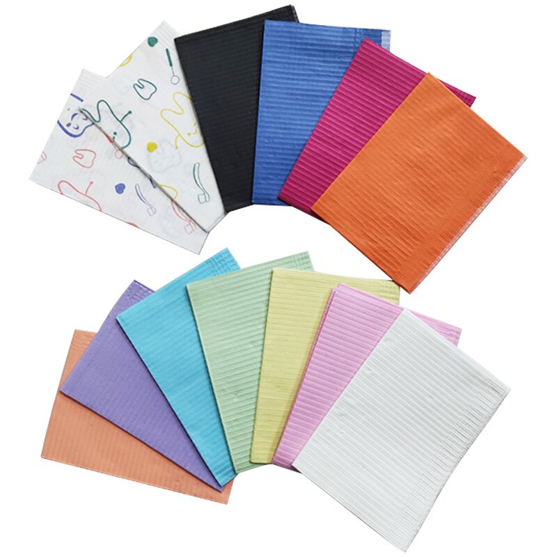 Dental Bibs Factory - Colorful Adult 3 Ply Waterproof Disposable Patient