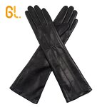 Opera Gloves Factory - Womens Elbow Length Black Goatskin Leather Wholesale