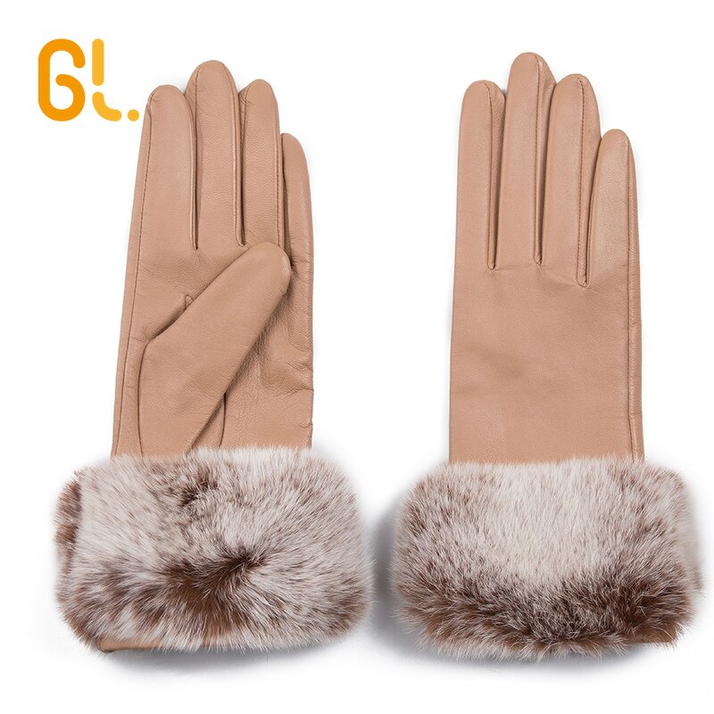 Rabbit Fur Gloves Manufacturer - Custom Luxury Real Fur Cuff Leather Winter