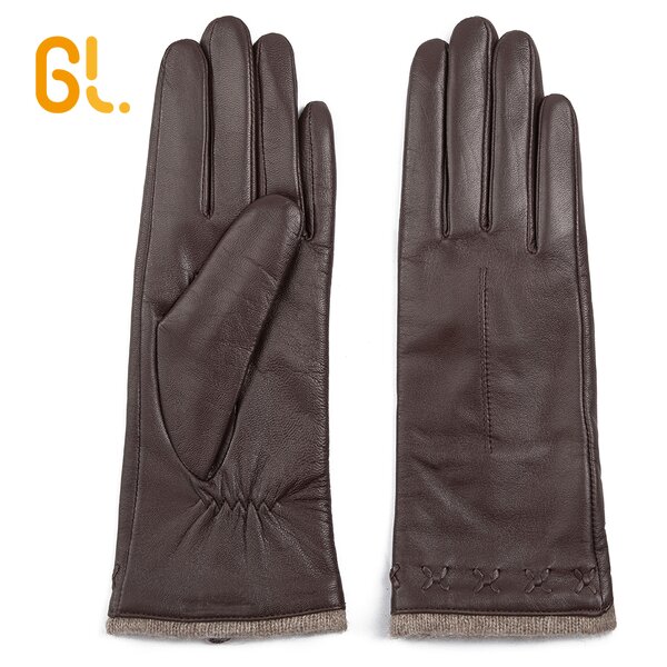 Driving Gloves Manufacturer - Brown Custom Car Genuine Sheepskin Leather Women