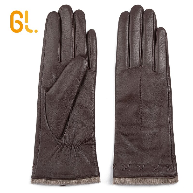 Driving Gloves Manufacturer - Brown Custom Car Genuine Sheepskin Leather Women