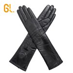 Leather Gloves Factory - Ladies Women Sex Elbow Long Black Sheepskin Winter