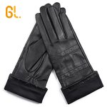 Leather Gloves Factory - Ladies Soft Thin Long Black Ethiopia Sheep with Job