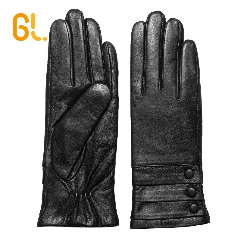 Leather Gloves Factory - Wholesale Winter Sheepskin Dressing Gloves With Button