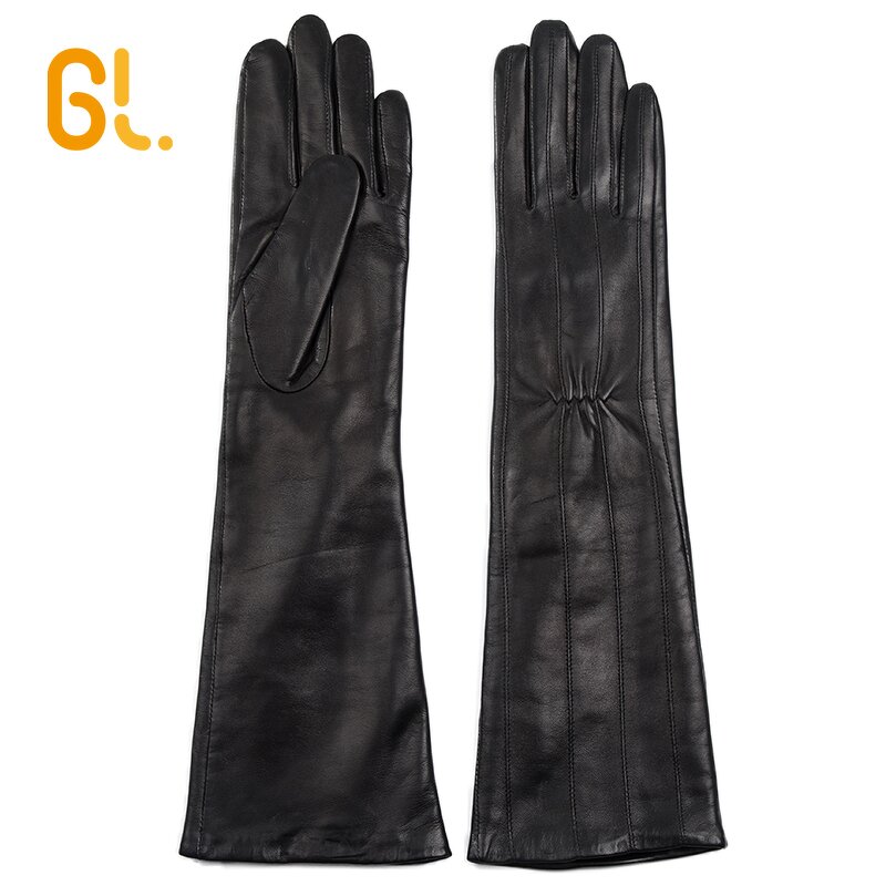 Opera Gloves Factory - Womens Elbow Length Black Goatskin Leather Wholesale
