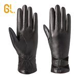 Driving Gloves Manufacturer - Female Black Dress Winter Real Leather Warm